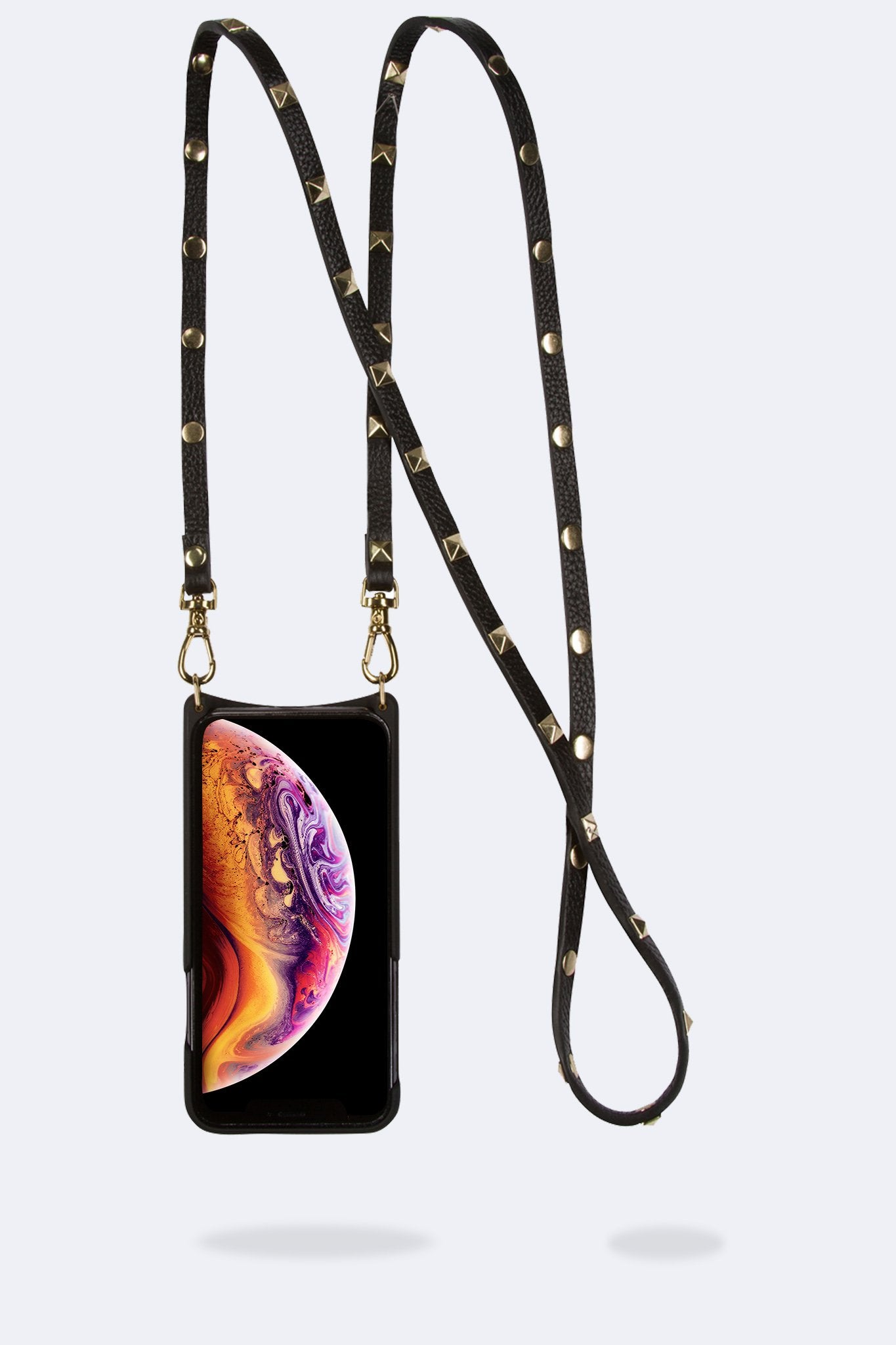Sarah Pebble Leather Crossbody Bandolier - Black/Gold