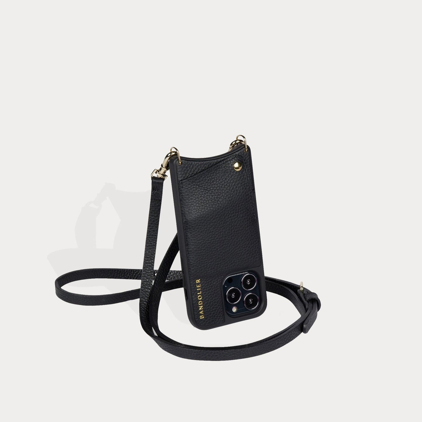Emma Pebble Leather Crossbody Bandolier - Black/Gold Bandolier Core Bandolier 