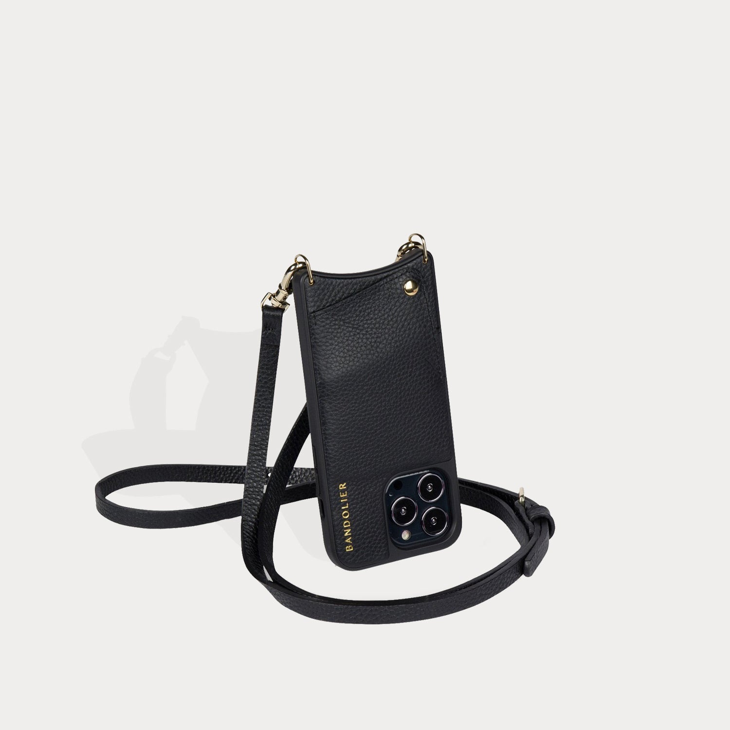 Emma Pebble Leather Crossbody Bandolier - Black/Gold Bandolier Core Bandolier 