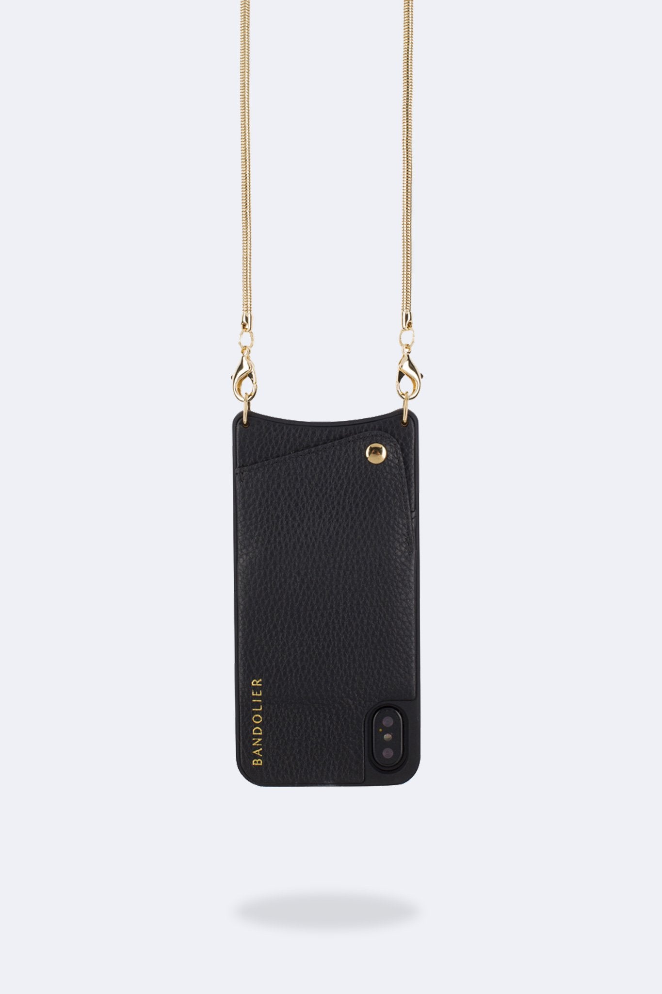 Belinda Pebble Leather Crossbody Bandolier - Black/Gold
