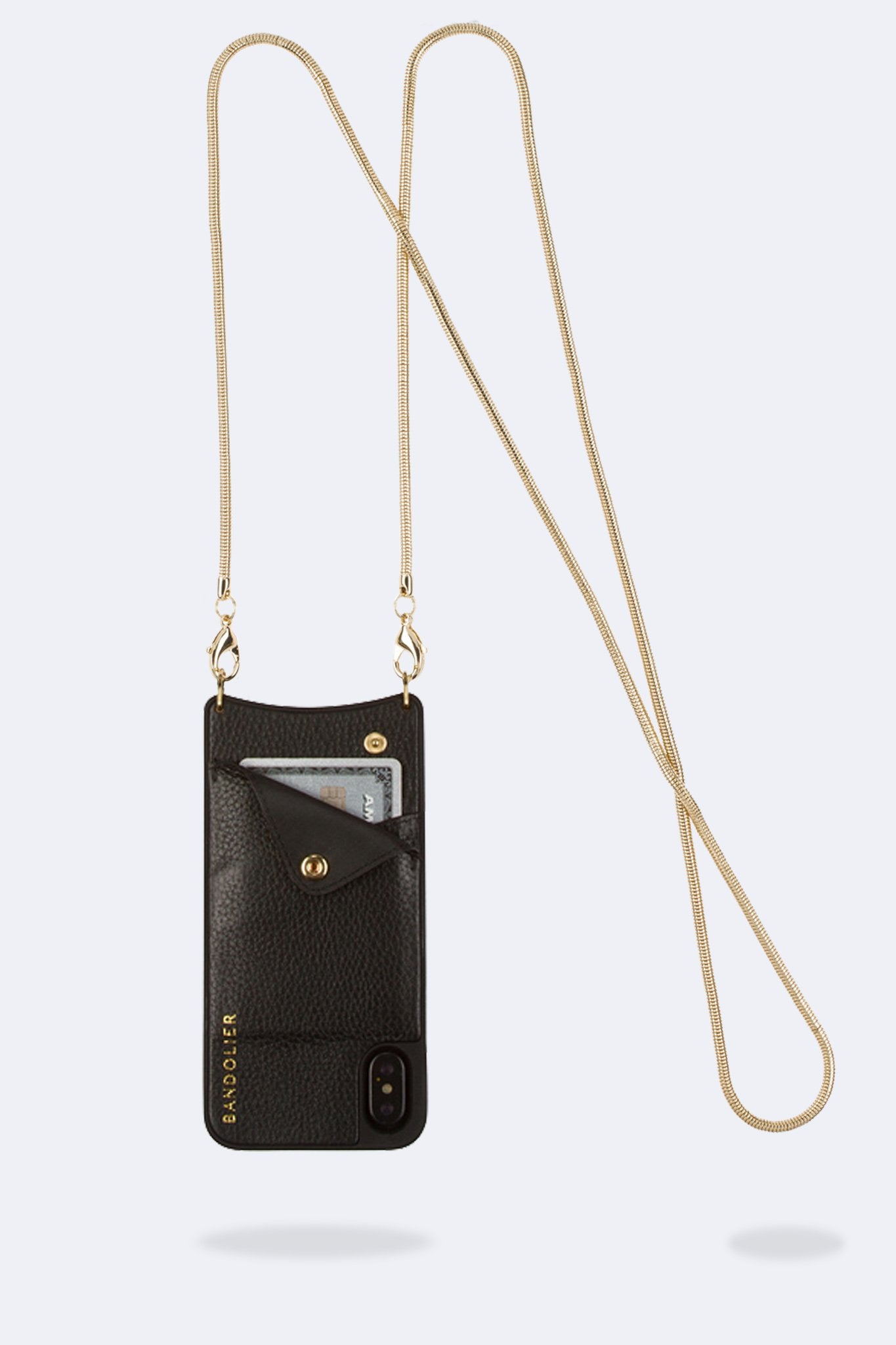 Belinda Pebble Leather Crossbody Bandolier - Black/Gold