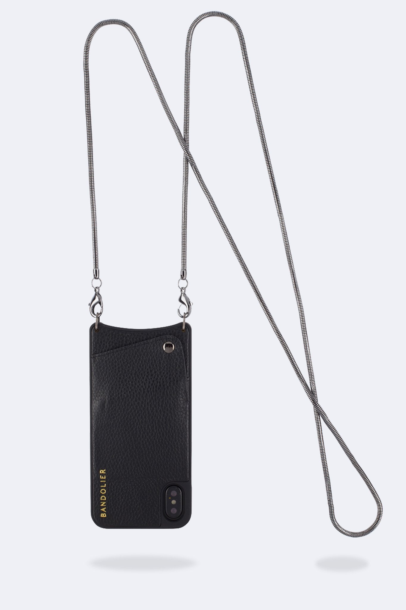 Belinda Pebble Leather Crossbody Bandolier - Black/Pewter