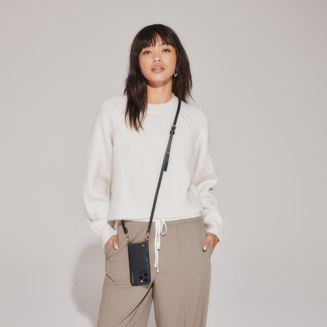Emma Pebble Leather Crossbody Bandolier - Black/Gold Bandolier Core Bandolier 