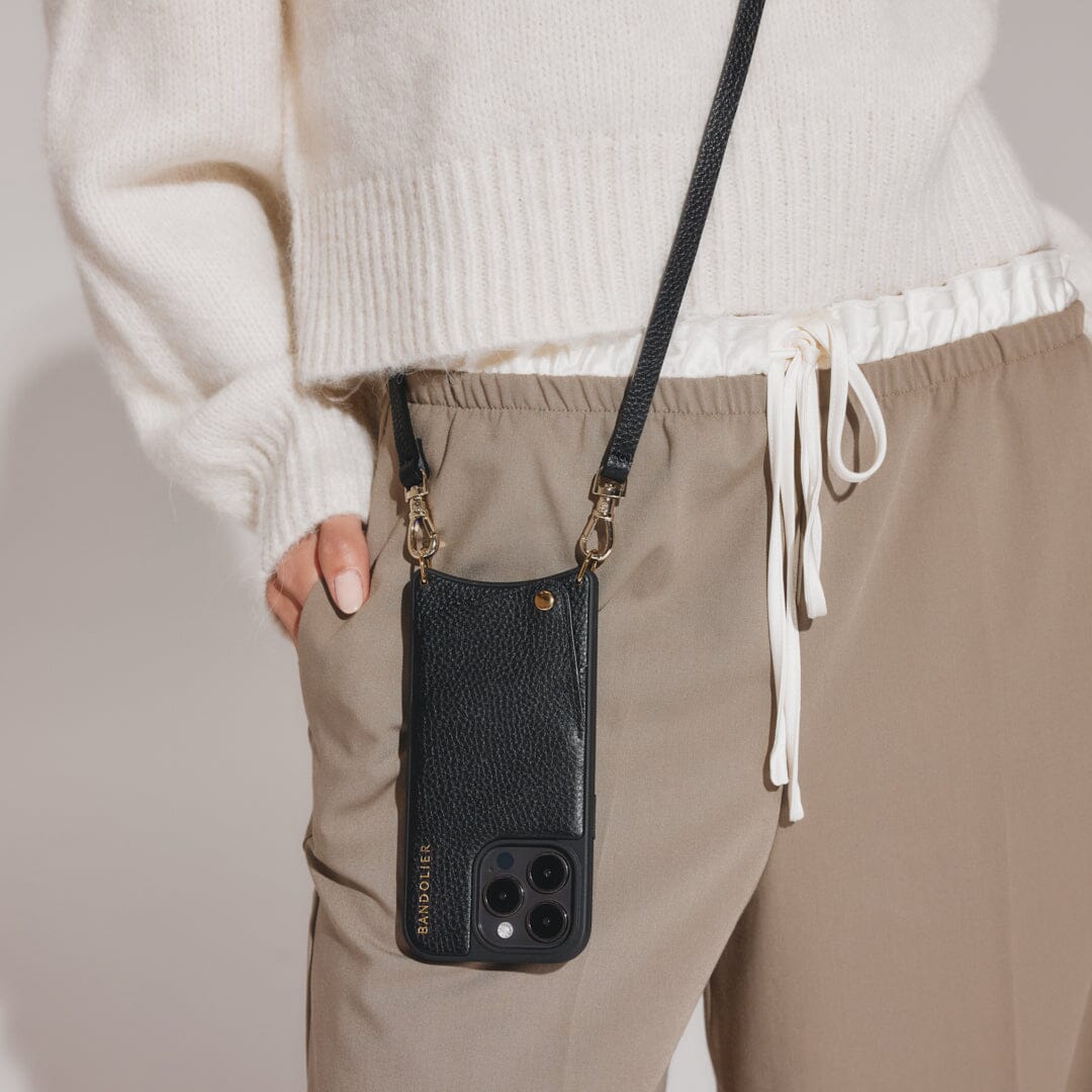 Emma Pebble Leather Crossbody Bandolier - Black/Gold Bandolier Core Bandolier 