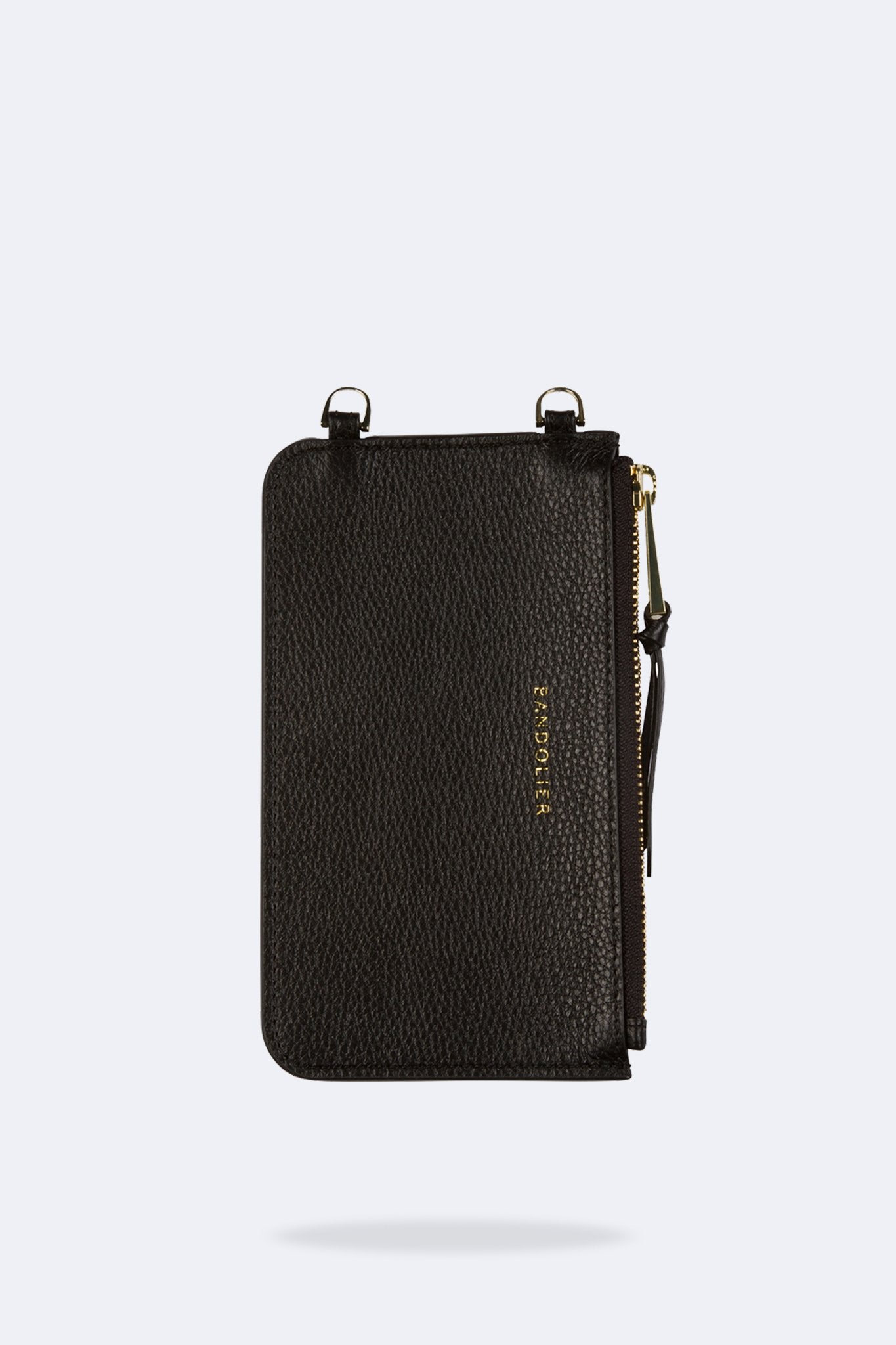 Pebble Leather Zip Pouch - Black/Gold