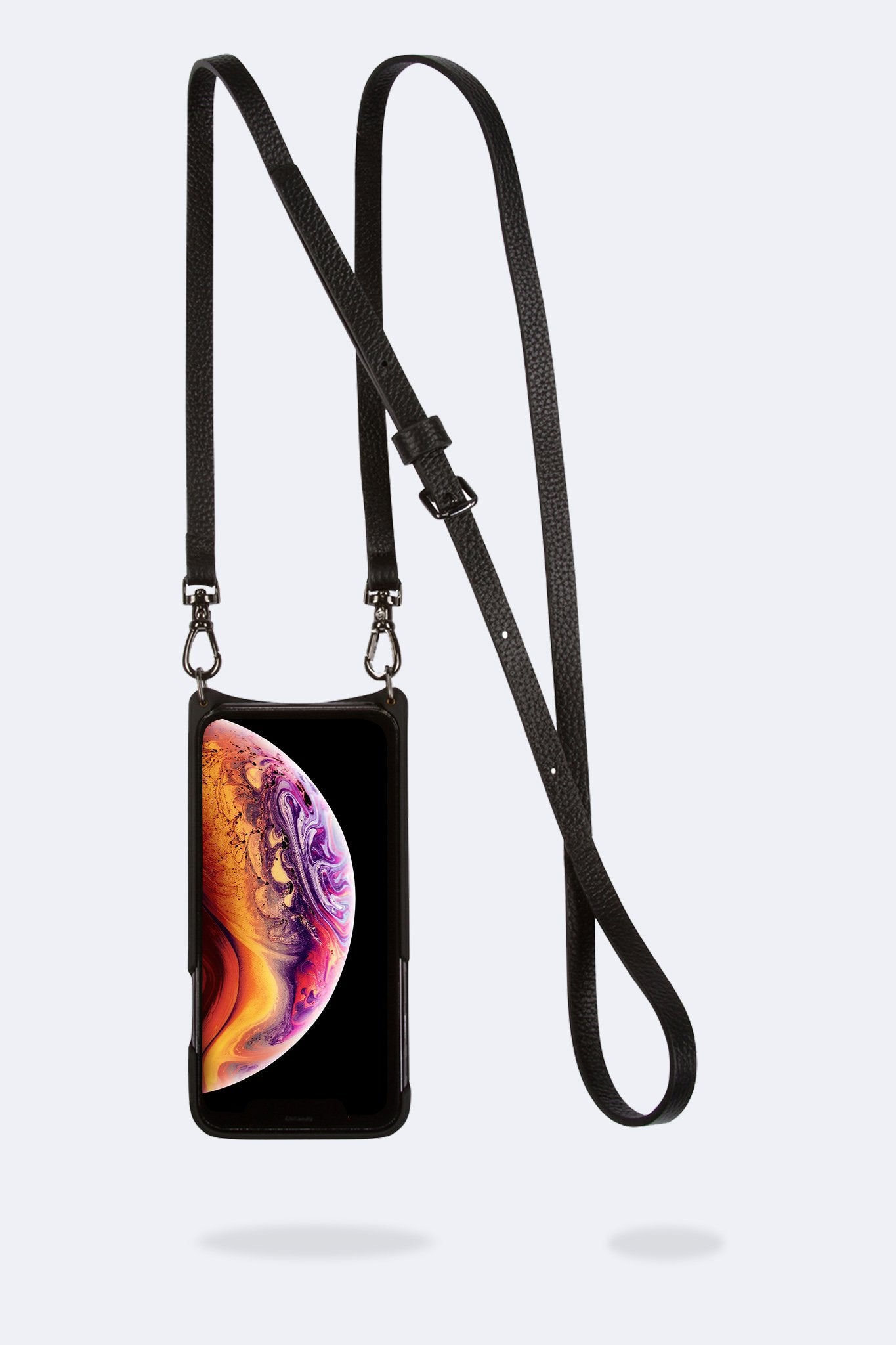 Emma Pebble Leather Crossbody Bandolier - Black/Pewter