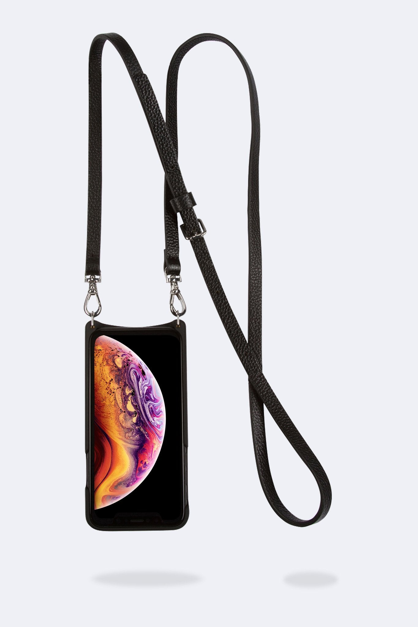 Emma Pebble Leather Crossbody Bandolier - Black/Silver