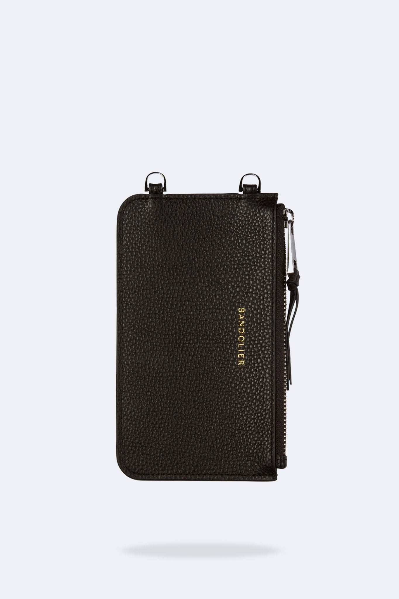 Pebble Leather Zip Pouch - Black/Silver