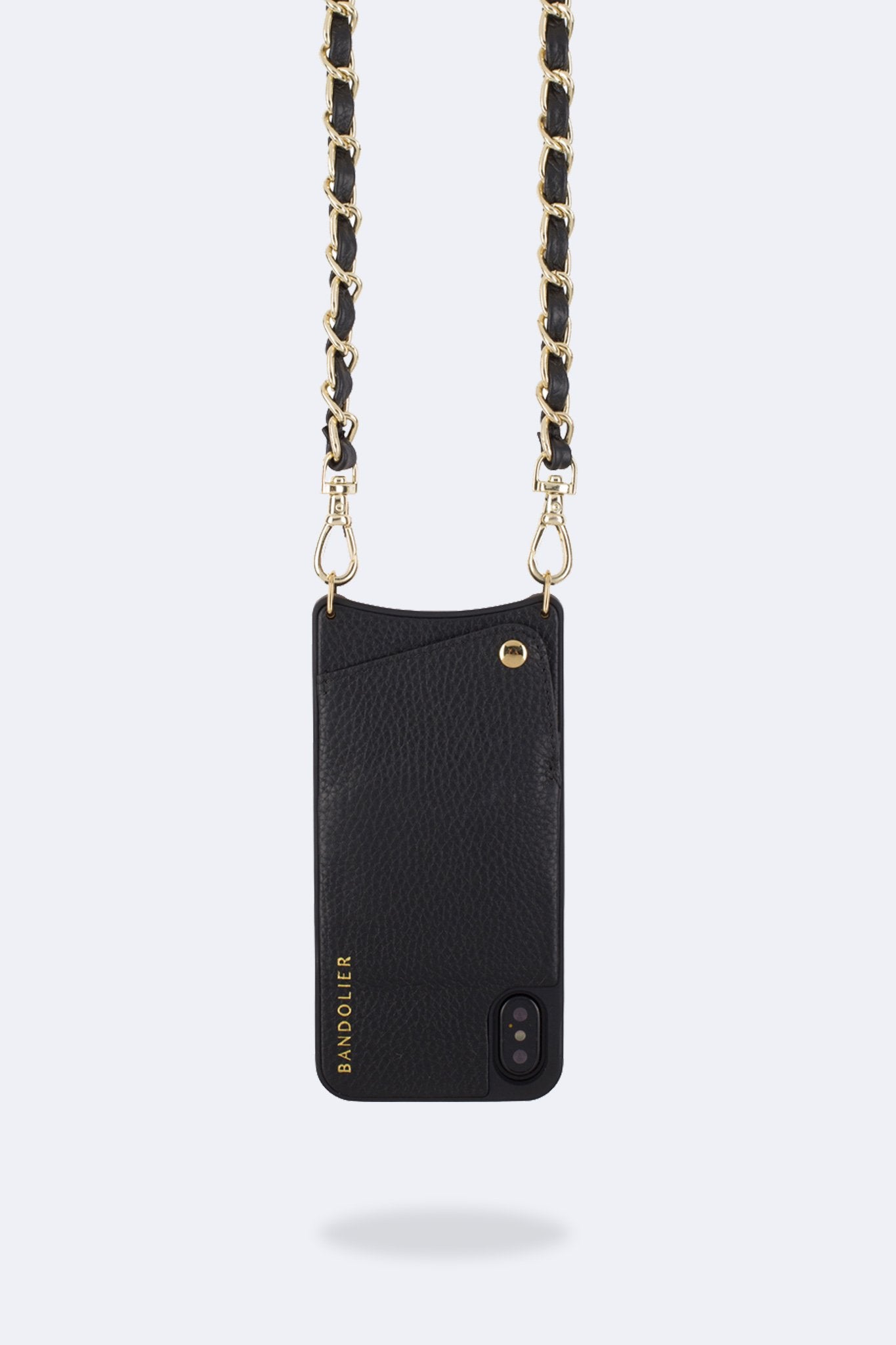 Lucy Pebble Leather Crossbody Bandolier - Black/Gold