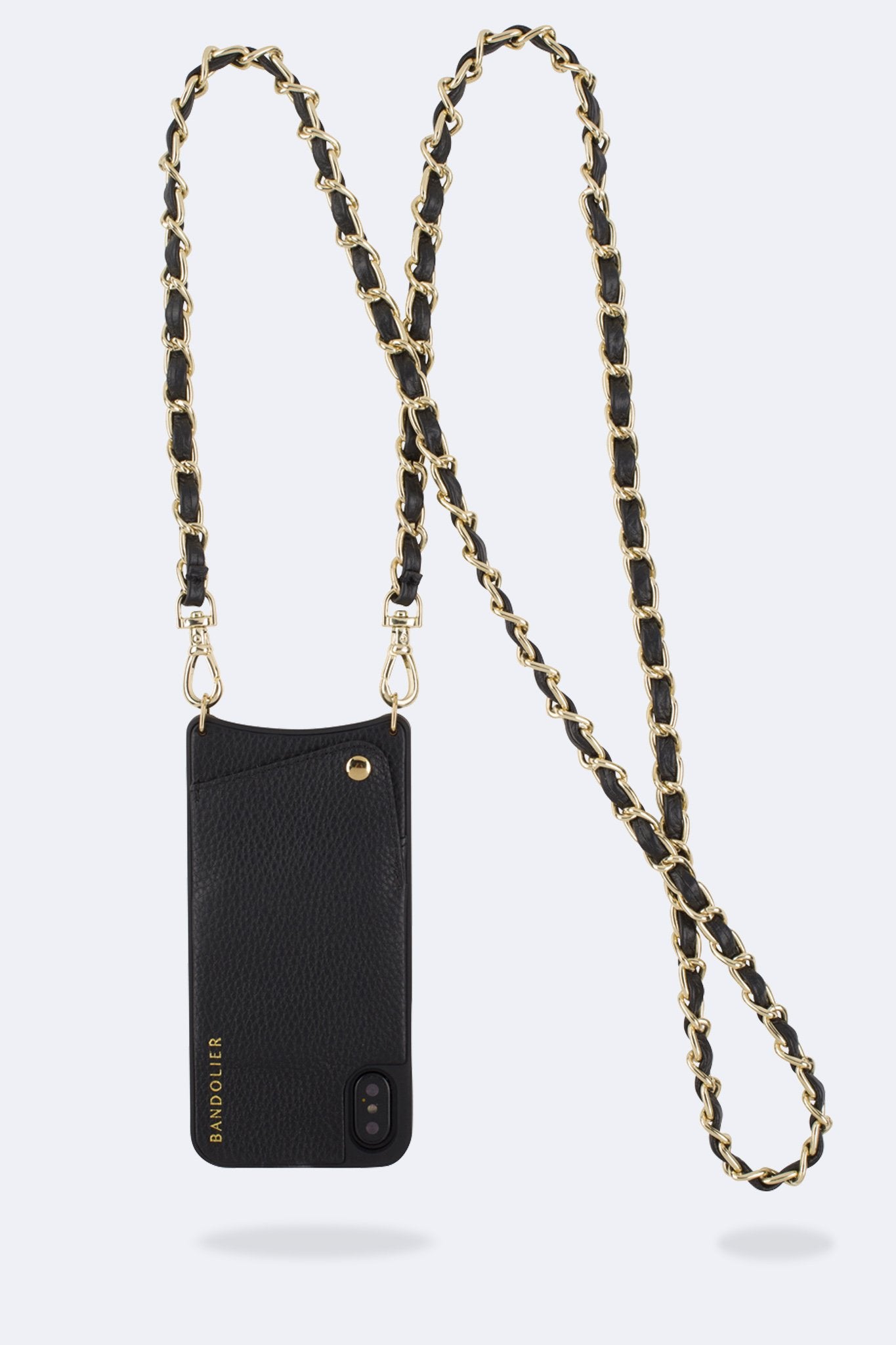 Lucy Pebble Leather Crossbody Bandolier - Black/Gold