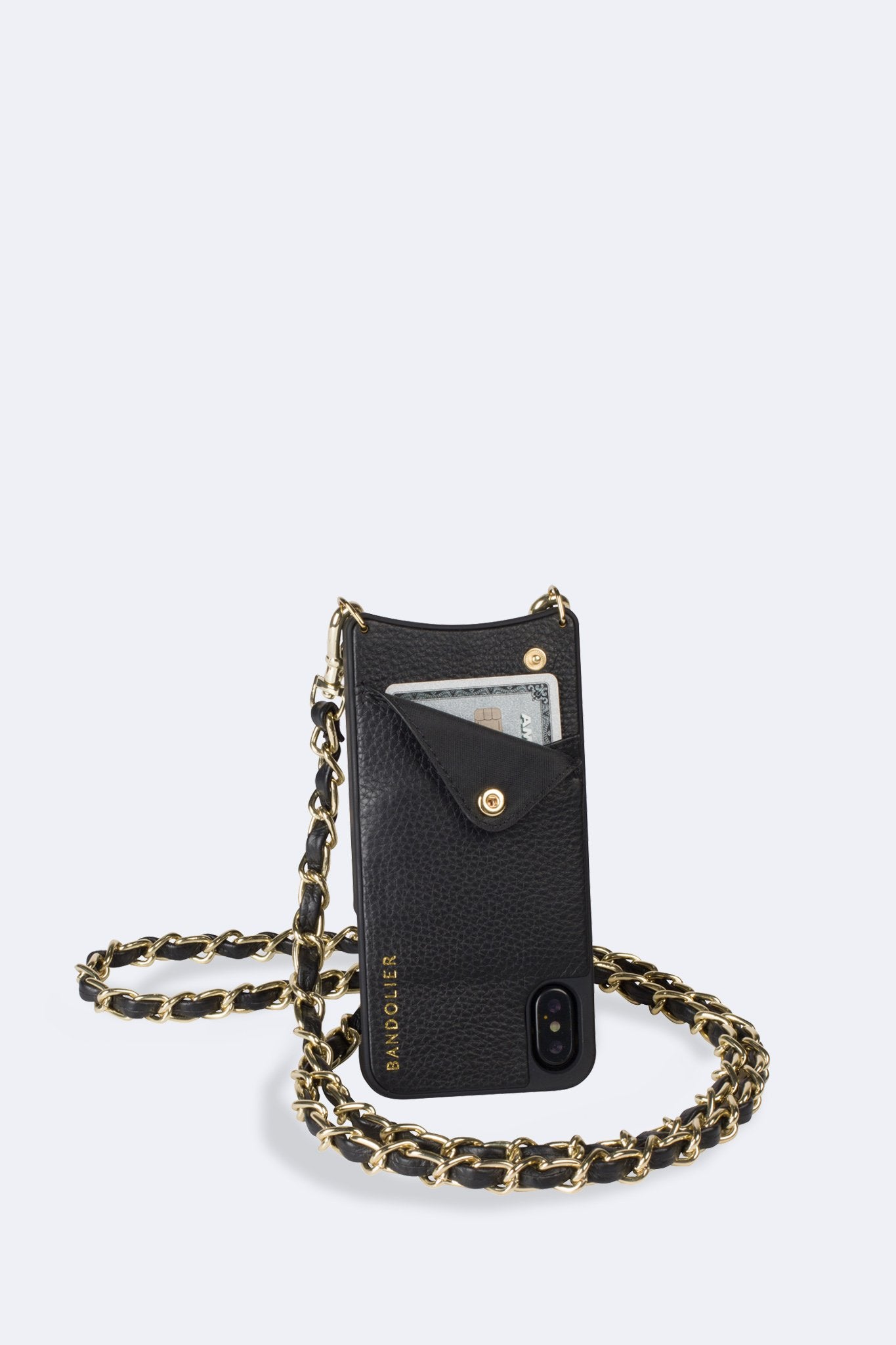 Lucy Pebble Leather Crossbody Bandolier - Black/Gold