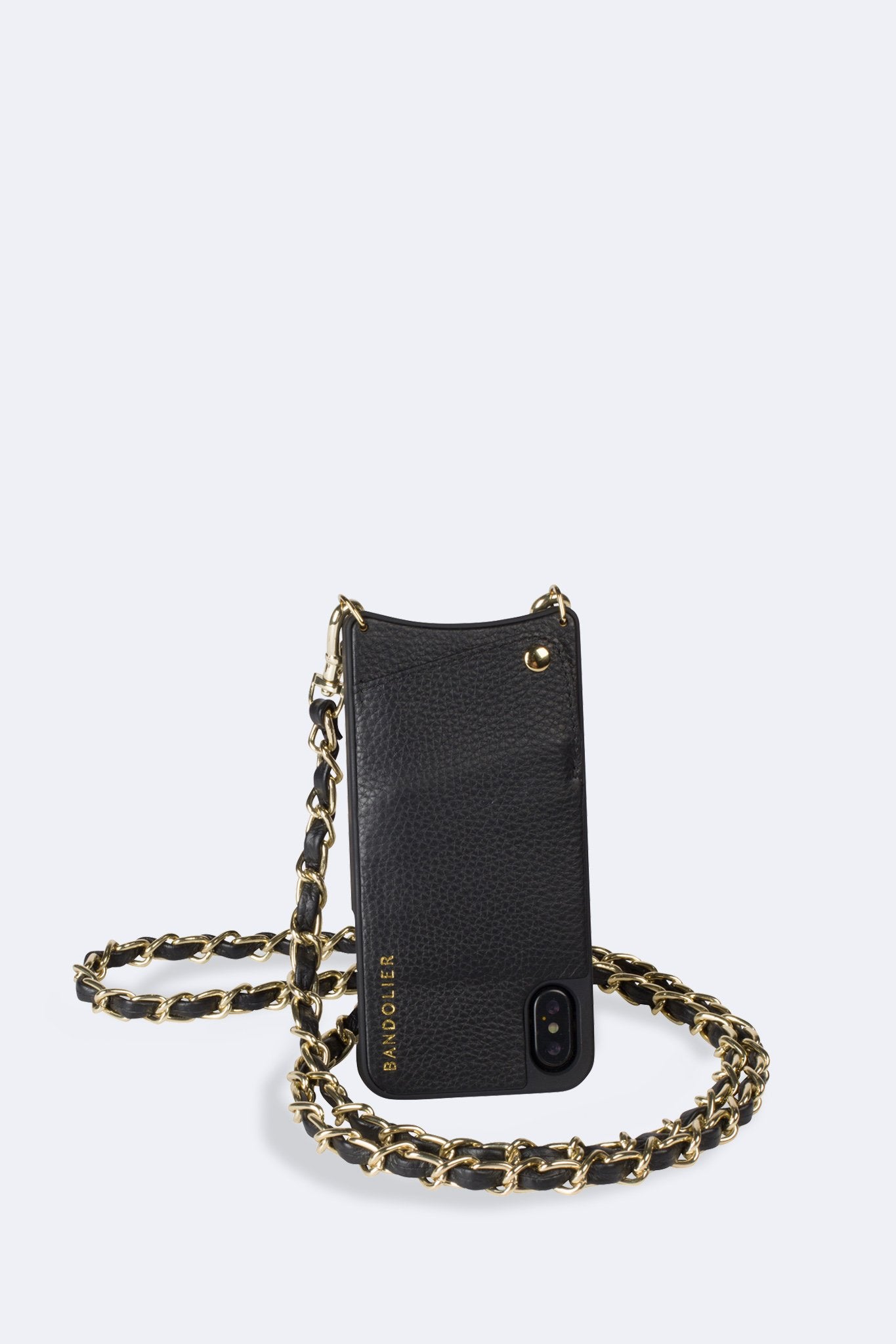 Lucy Pebble Leather Crossbody Bandolier - Black/Gold