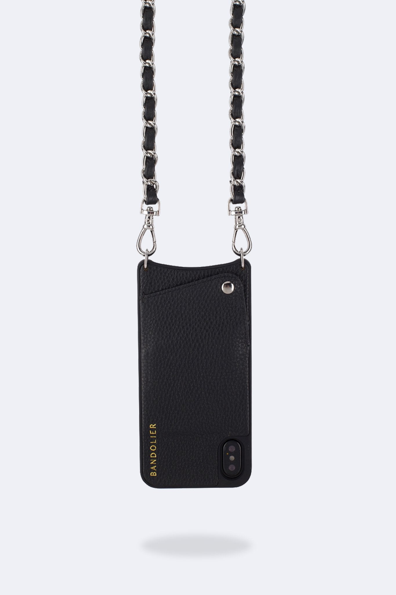 Lucy Pebble Leather Crossbody Bandolier - Black/Silver