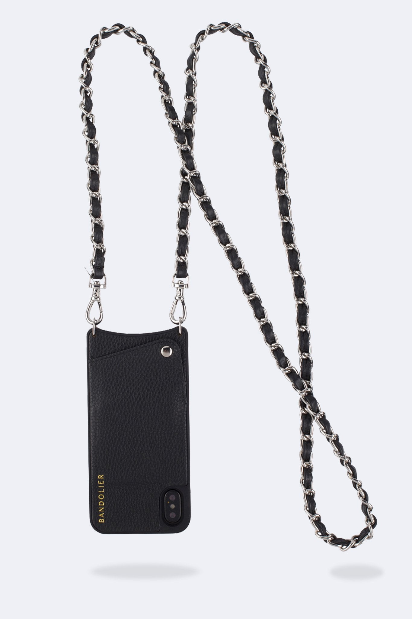 Lucy Pebble Leather Crossbody Bandolier - Black/Silver