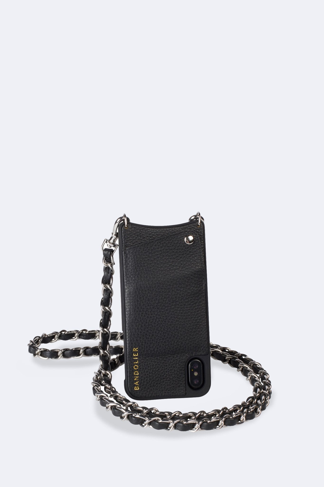 Lucy Pebble Leather Crossbody Bandolier - Black/Silver