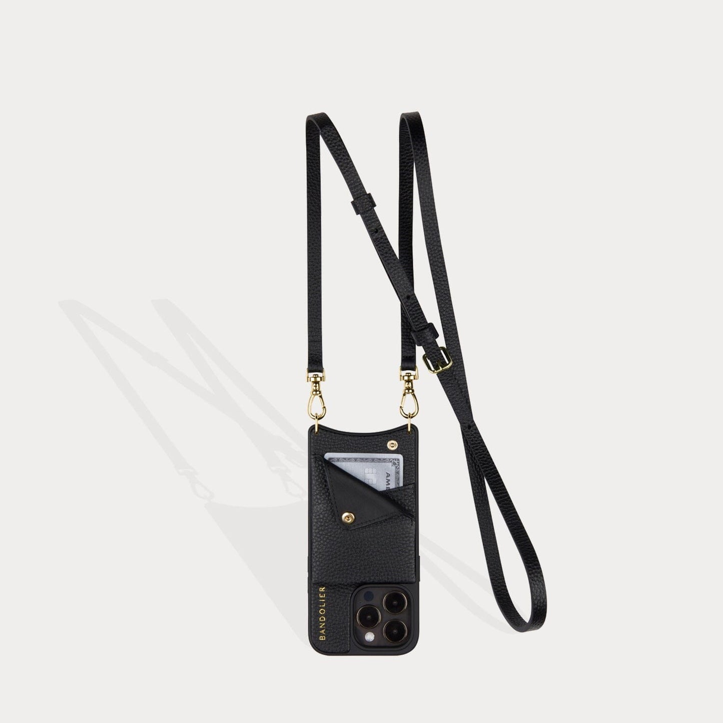 Emma Pebble Leather Crossbody Bandolier - Black/Gold Bandolier Core Bandolier 