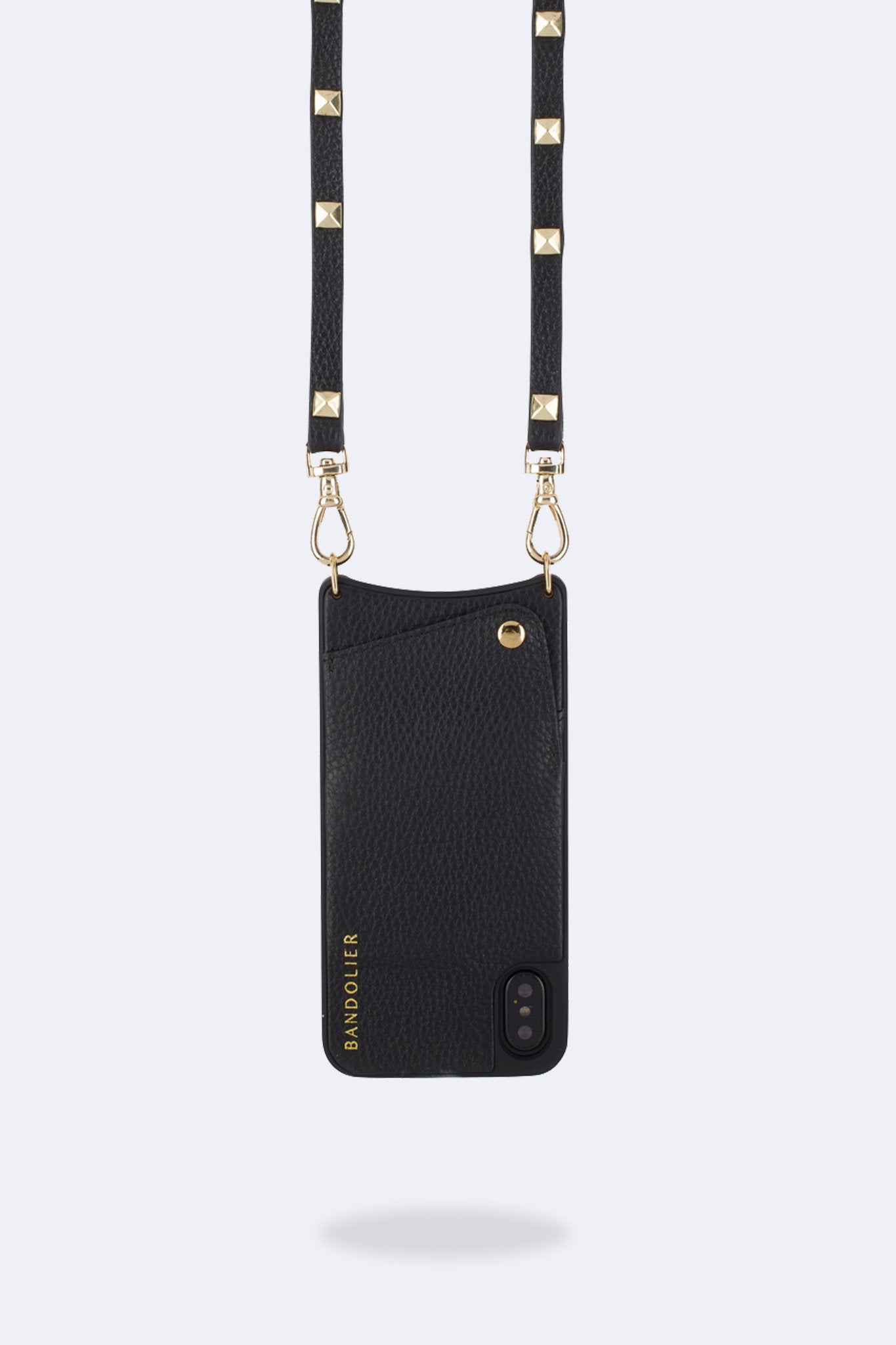 Sarah Pebble Leather Crossbody Bandolier - Black/Gold