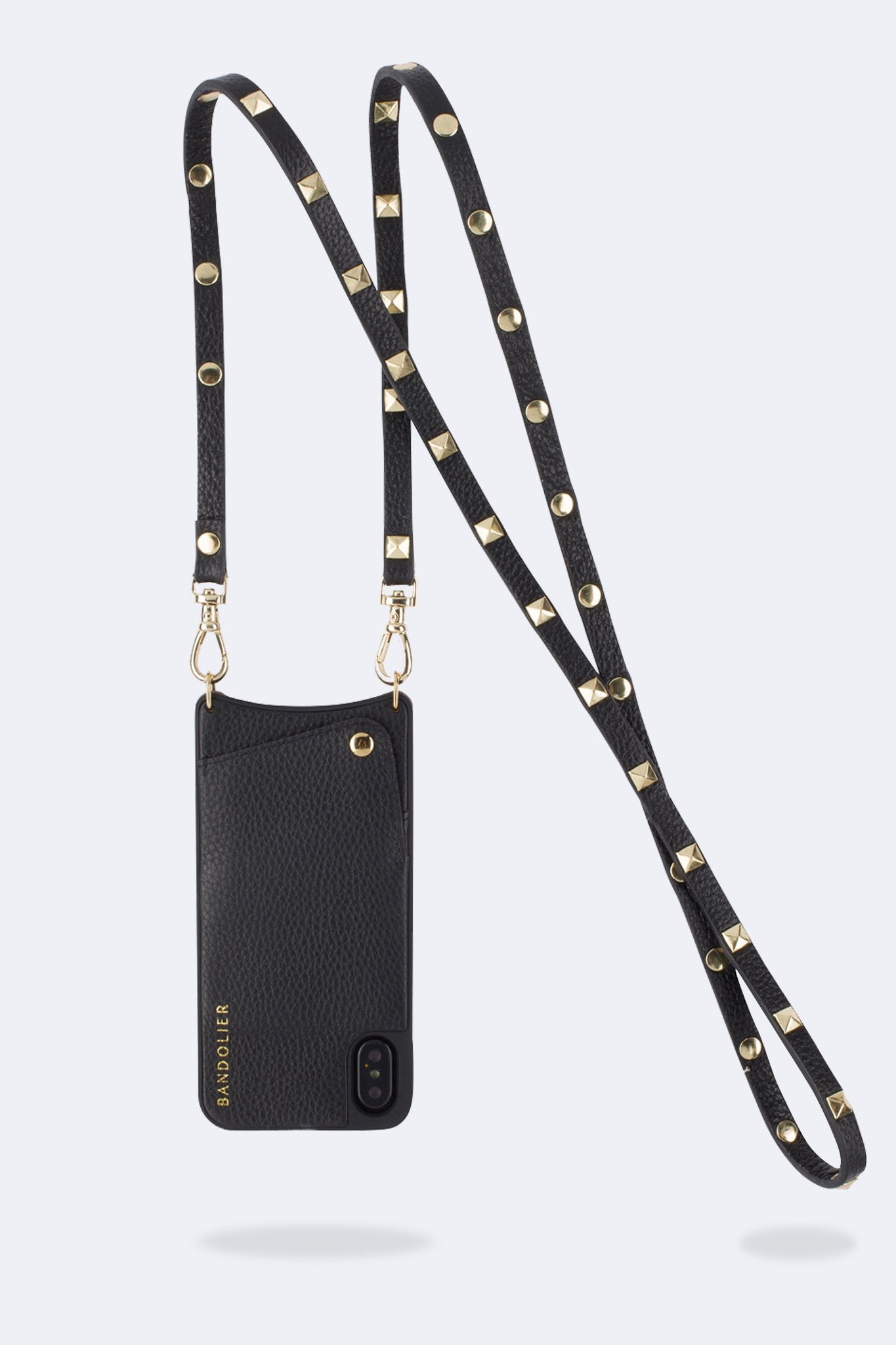 Sarah Pebble Leather Crossbody Bandolier - Black/Gold
