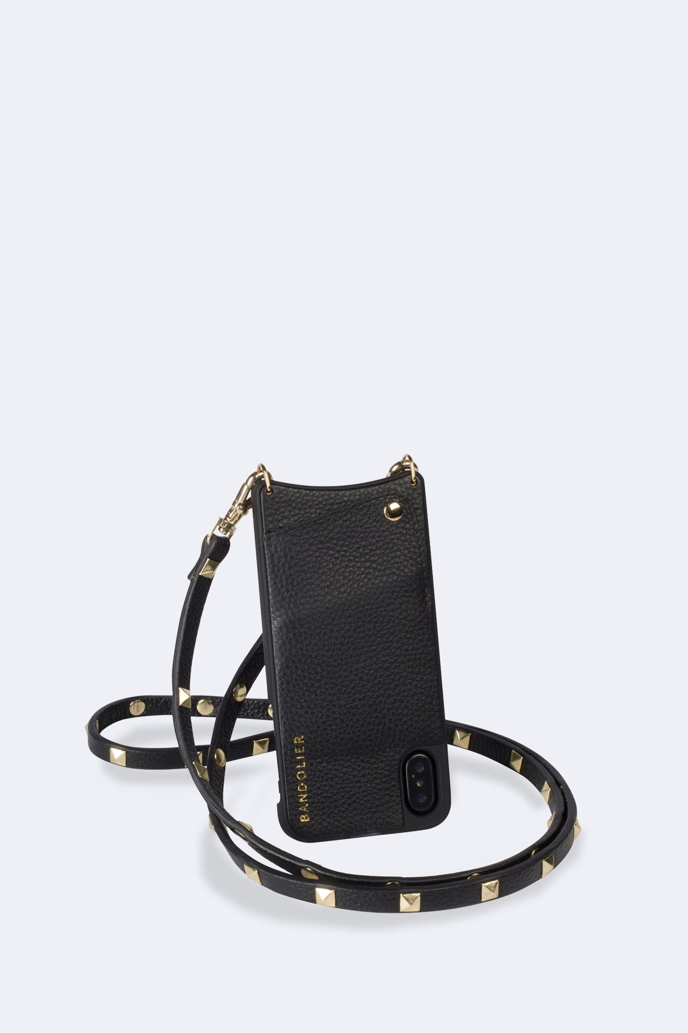 Sarah Pebble Leather Crossbody Bandolier - Black/Gold